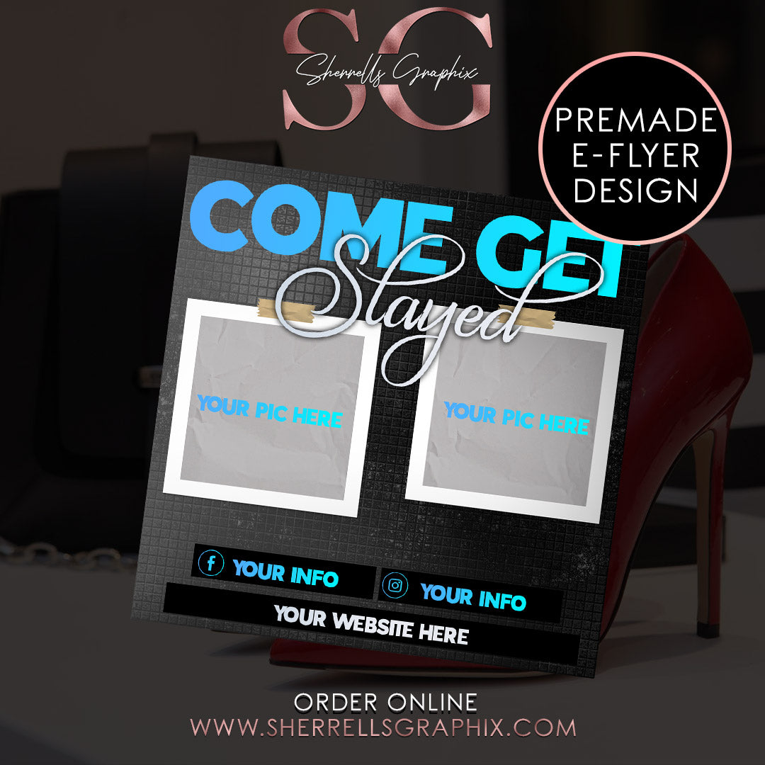 COME GET SLAYED BLUE PREMADE E-FLYER DESIGN image 0