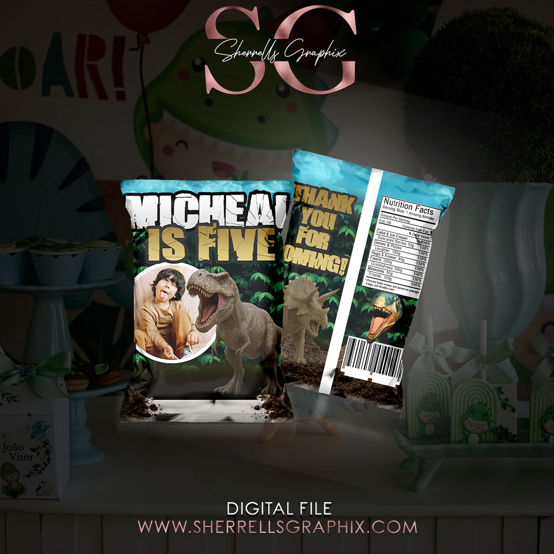 Dinosaur Adventure Chip Bag Digital Design ( Design Only)