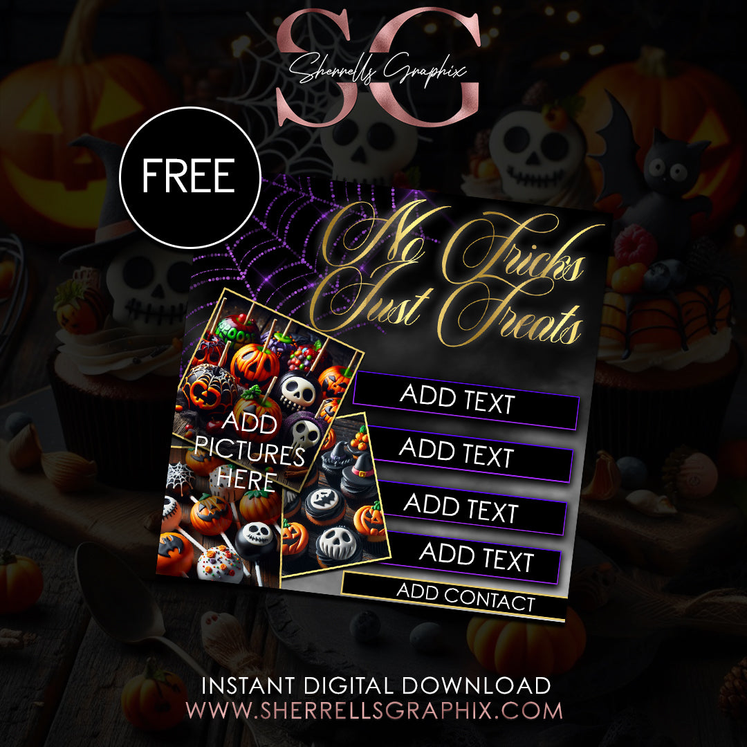 INSTANT DIGITAL DOWNLOAD E-FLYER DESIGN NO TRICKS JUST TREATS
