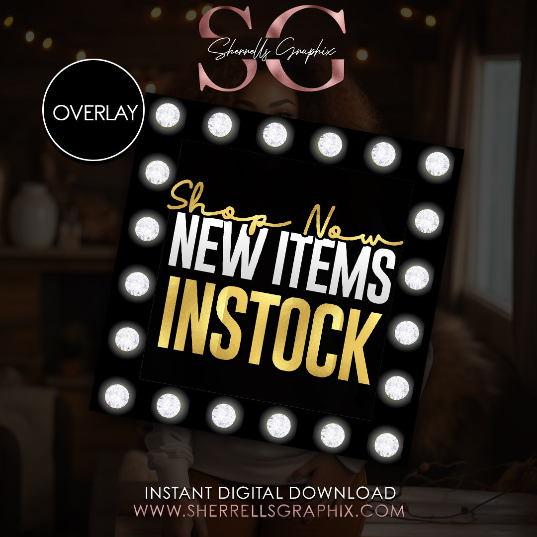 INSTANT DIGITAL DOWNLOAD SHOP NOW NEW ITEMS INSTOCK GOLD  E-FLYER DESIGN