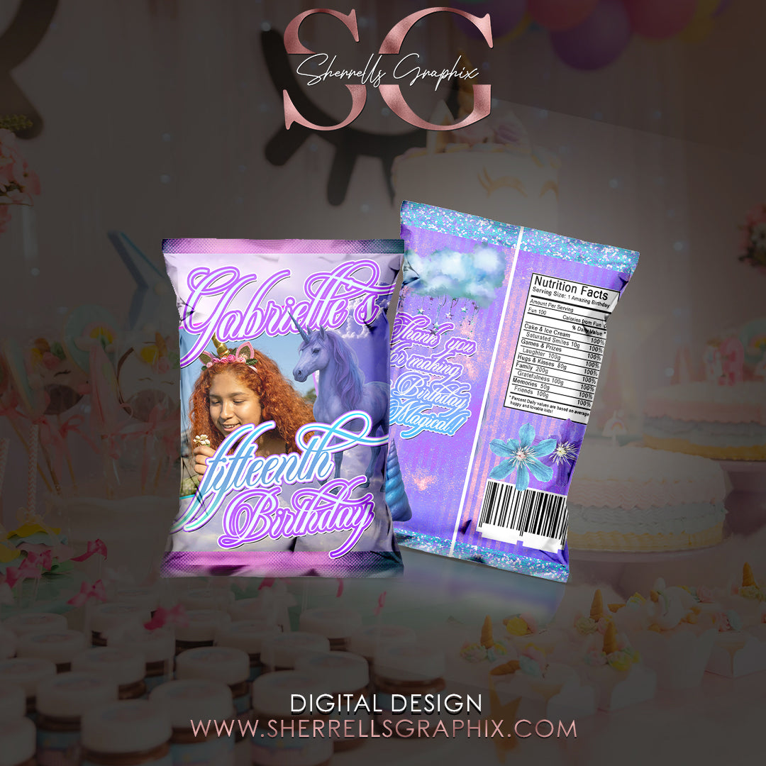 🦄 Magical Unicorn Chip Bag Digital Design (Design Only)